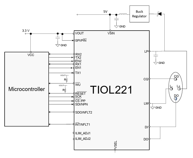 Application Circuit Diagram - Texas Instruments TIOL221 Transceiver